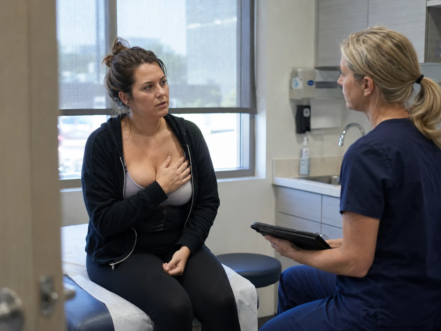 breast implant displacement pain