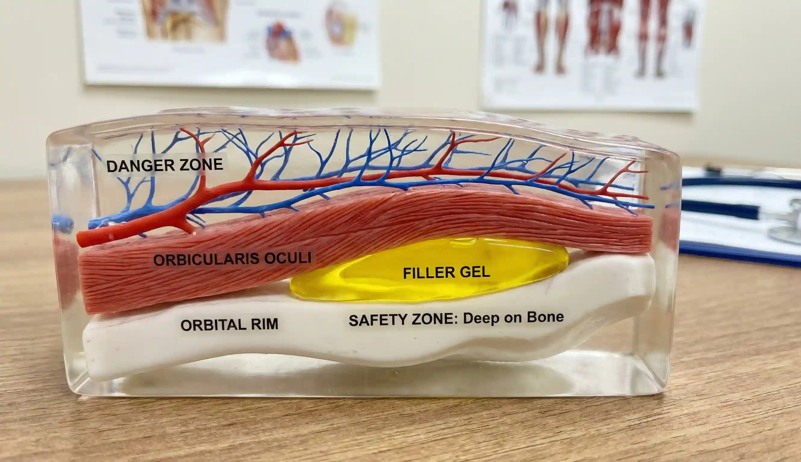 modello anatomico dell'orbita oculare zona di sicurezza del filler