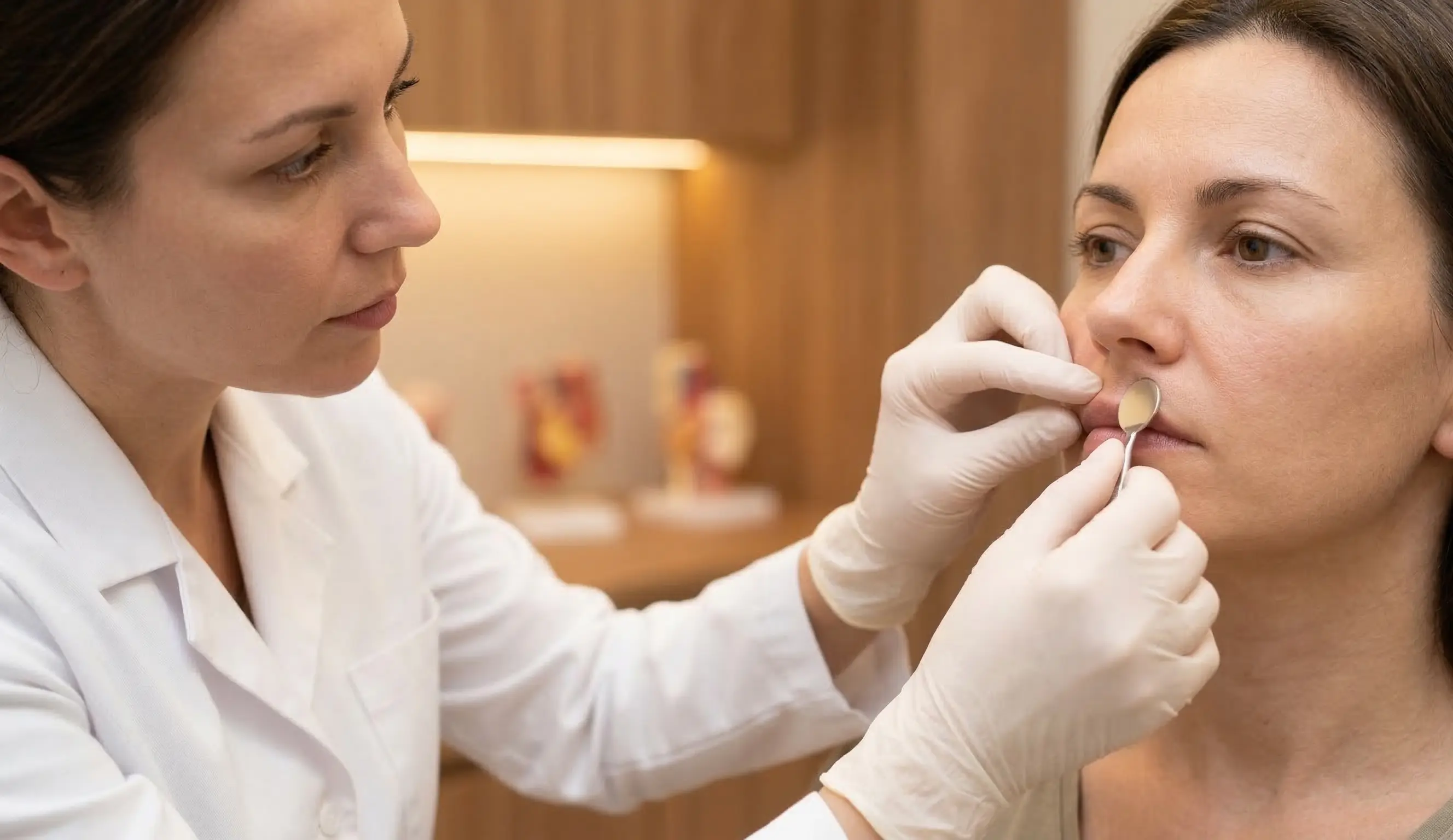 lip lift clinical examination doctor patient