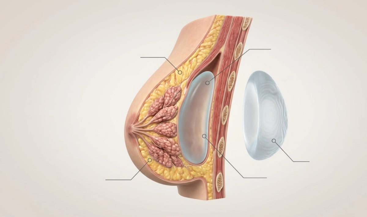 3d anatomische Ansicht Silikonimplant-Tasche