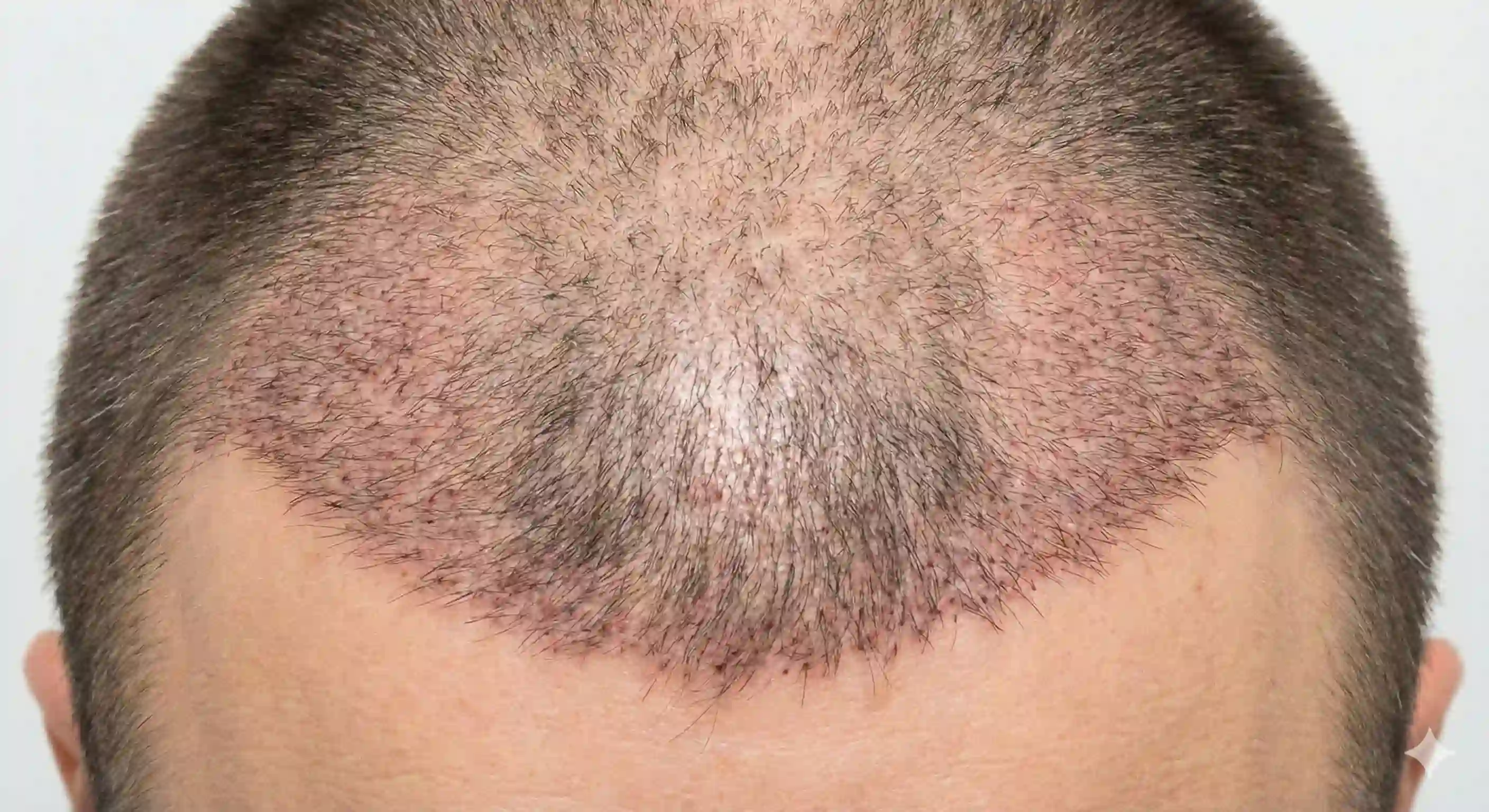 scalp with regrown hair after shock loss
