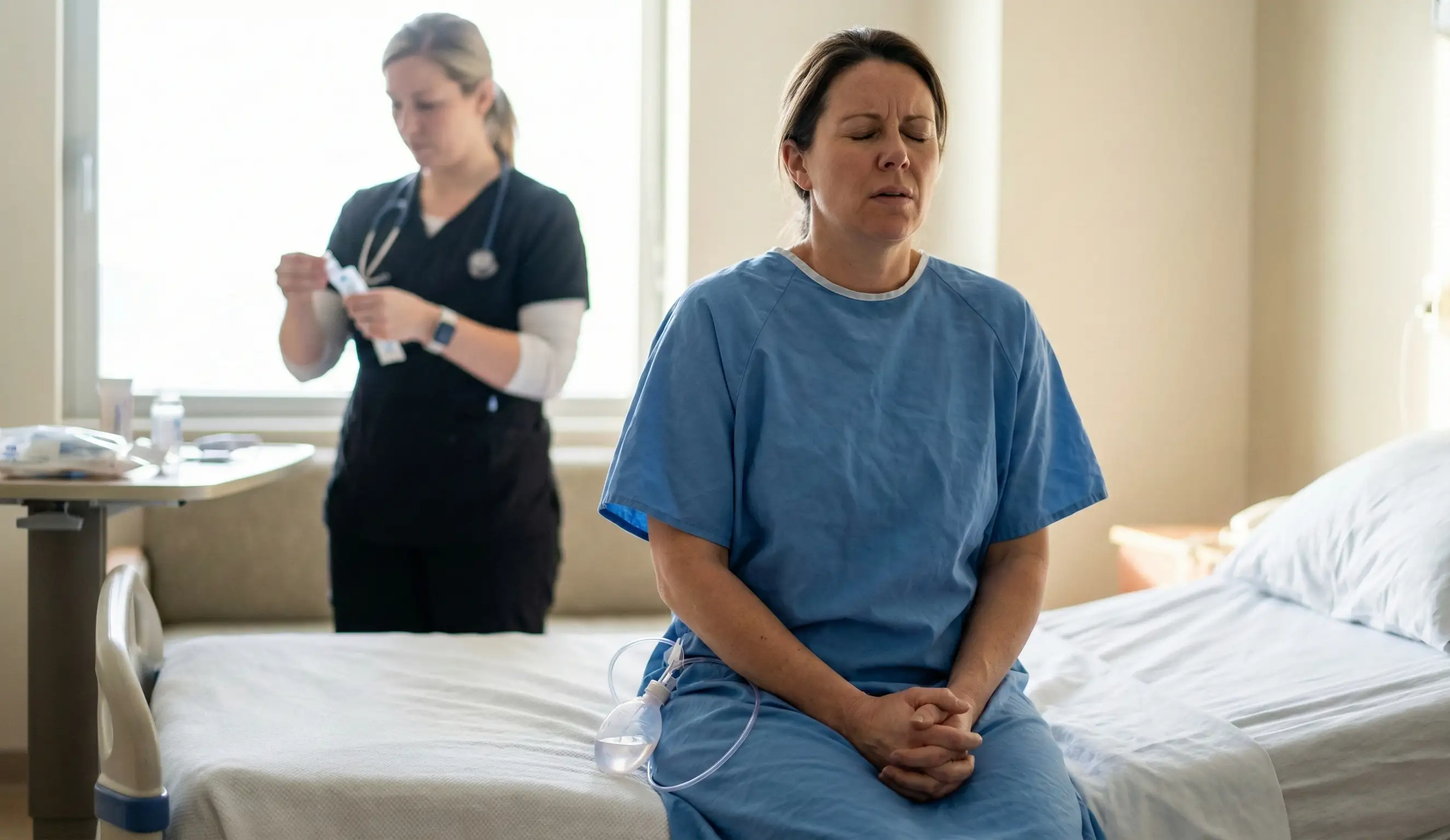 patient deep breath drain removal anxiety