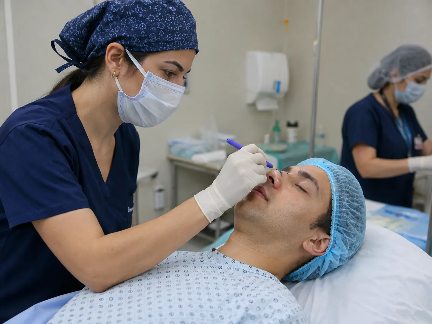 rhinoplasty focusing on the nose area