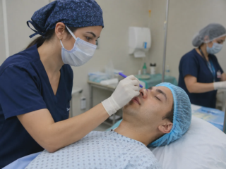 rhinoplasty focusing on the nose area