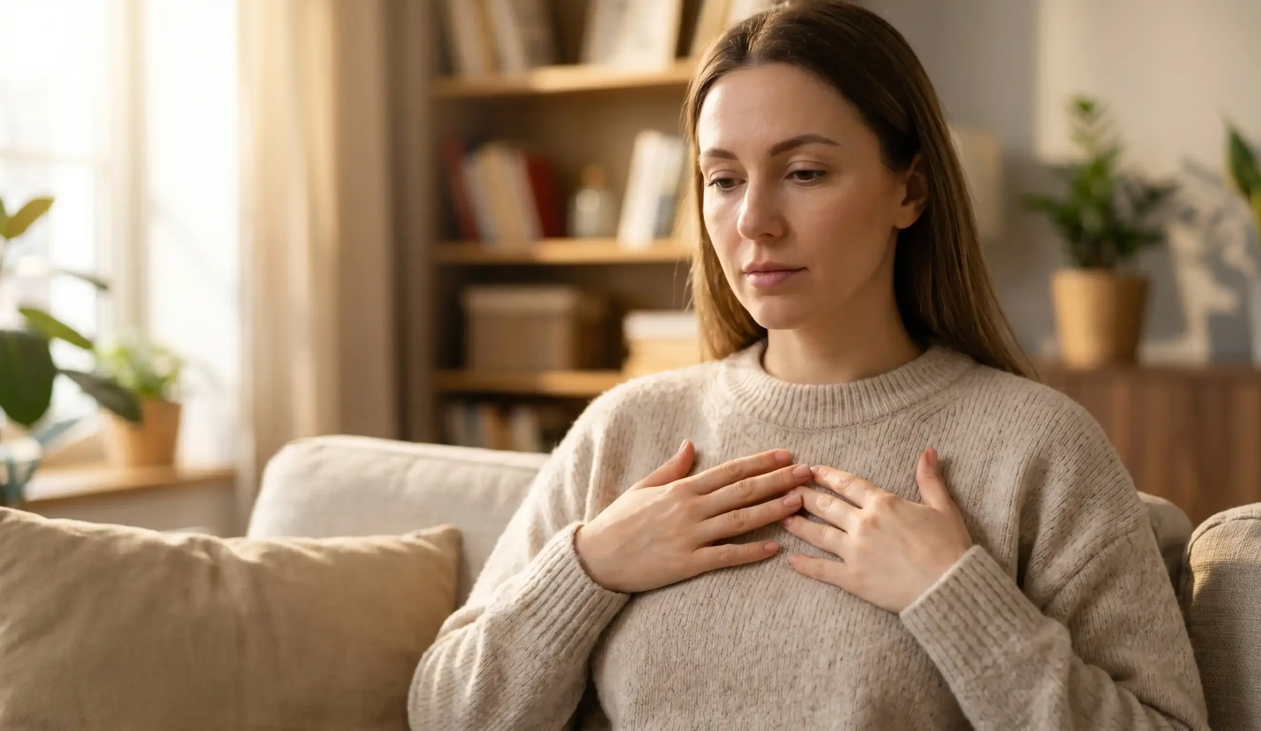 thoughtful woman considering implant removal