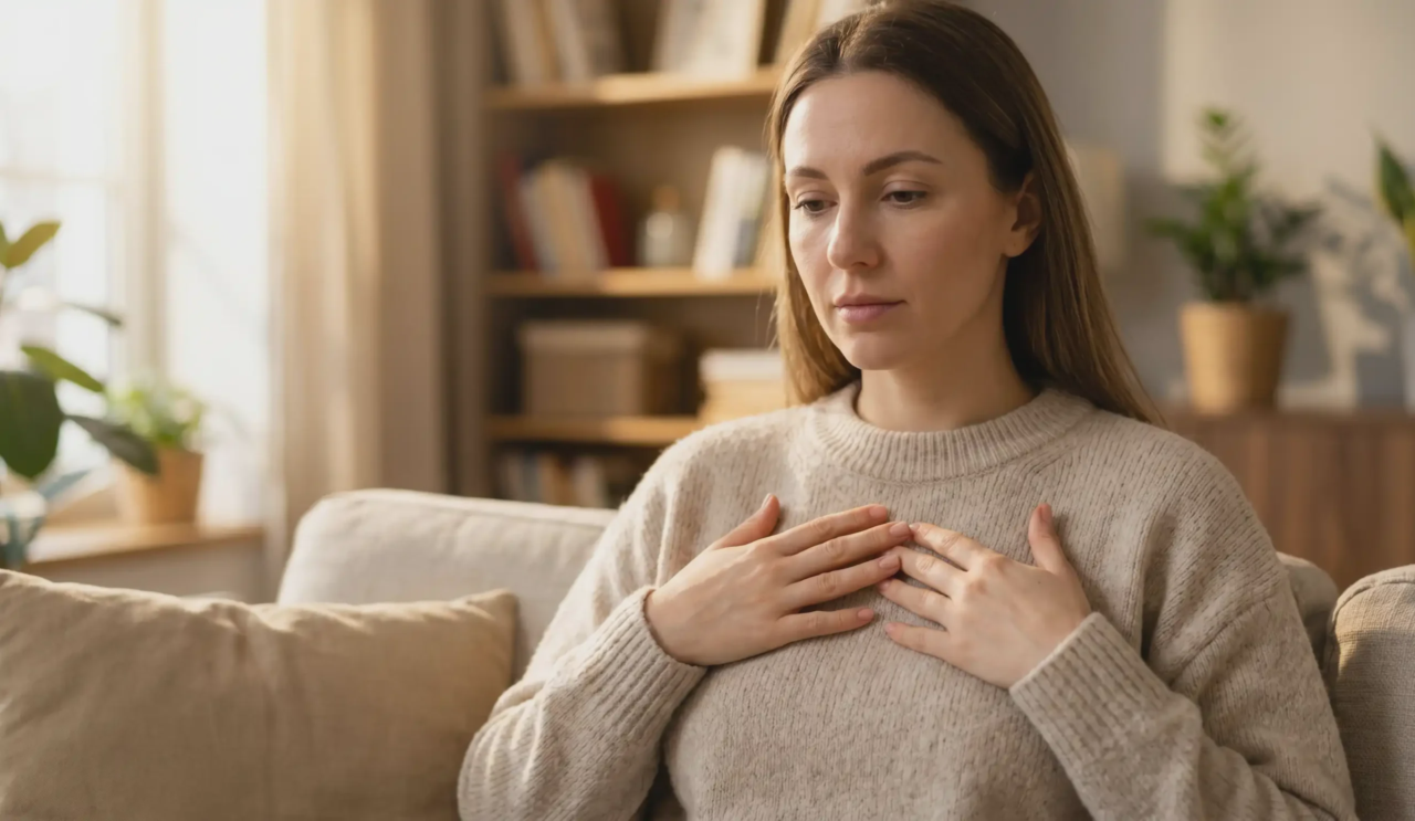 thoughtful woman considering implant removal