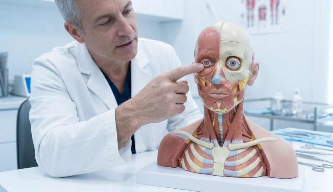 anatomical model eyelid surgery explanation