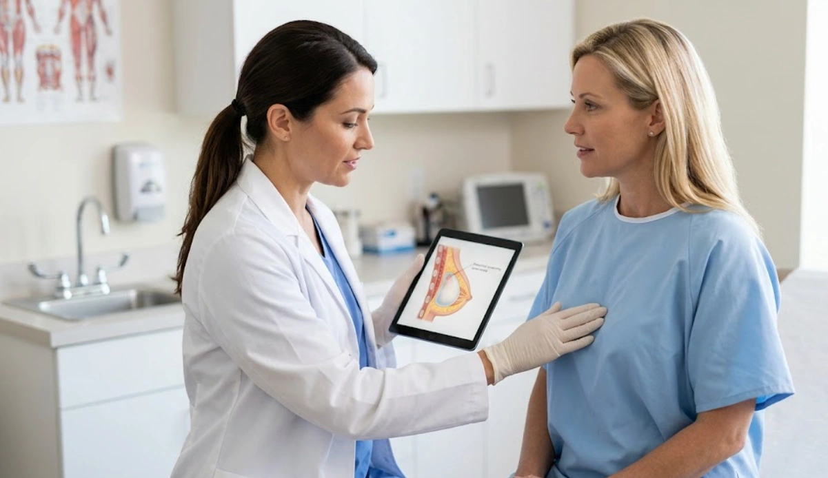 clinical examination breast implant leak diagnosis