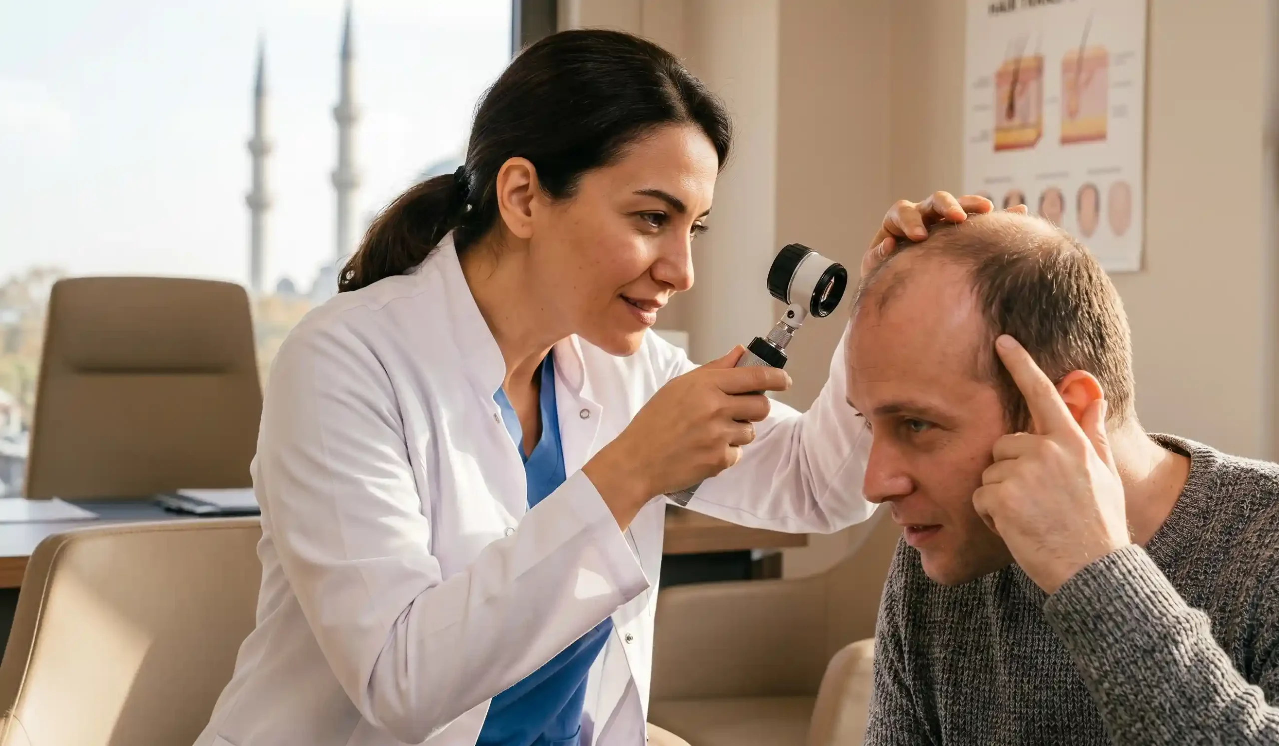 clinical hair transplant examination