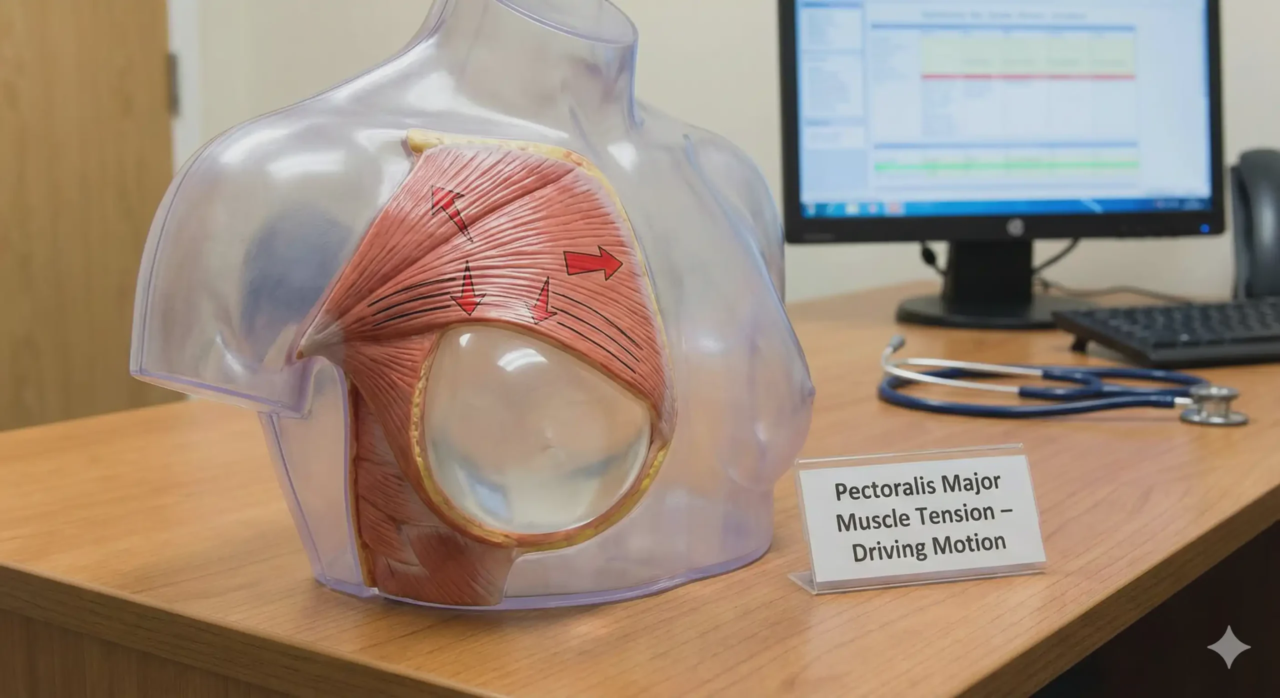 anatomical chest model pectoralis muscle tension