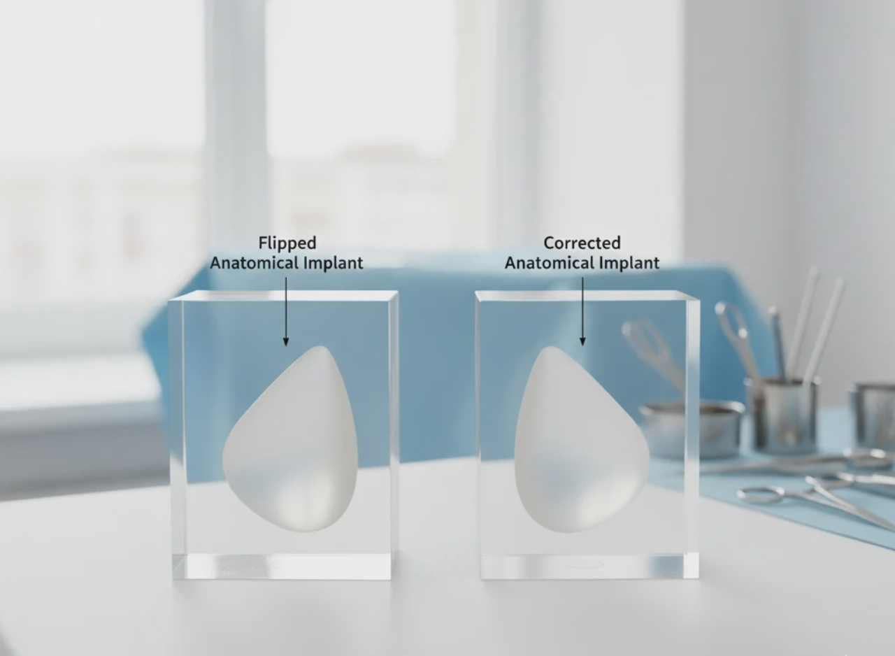 manually flip a breast implant cover