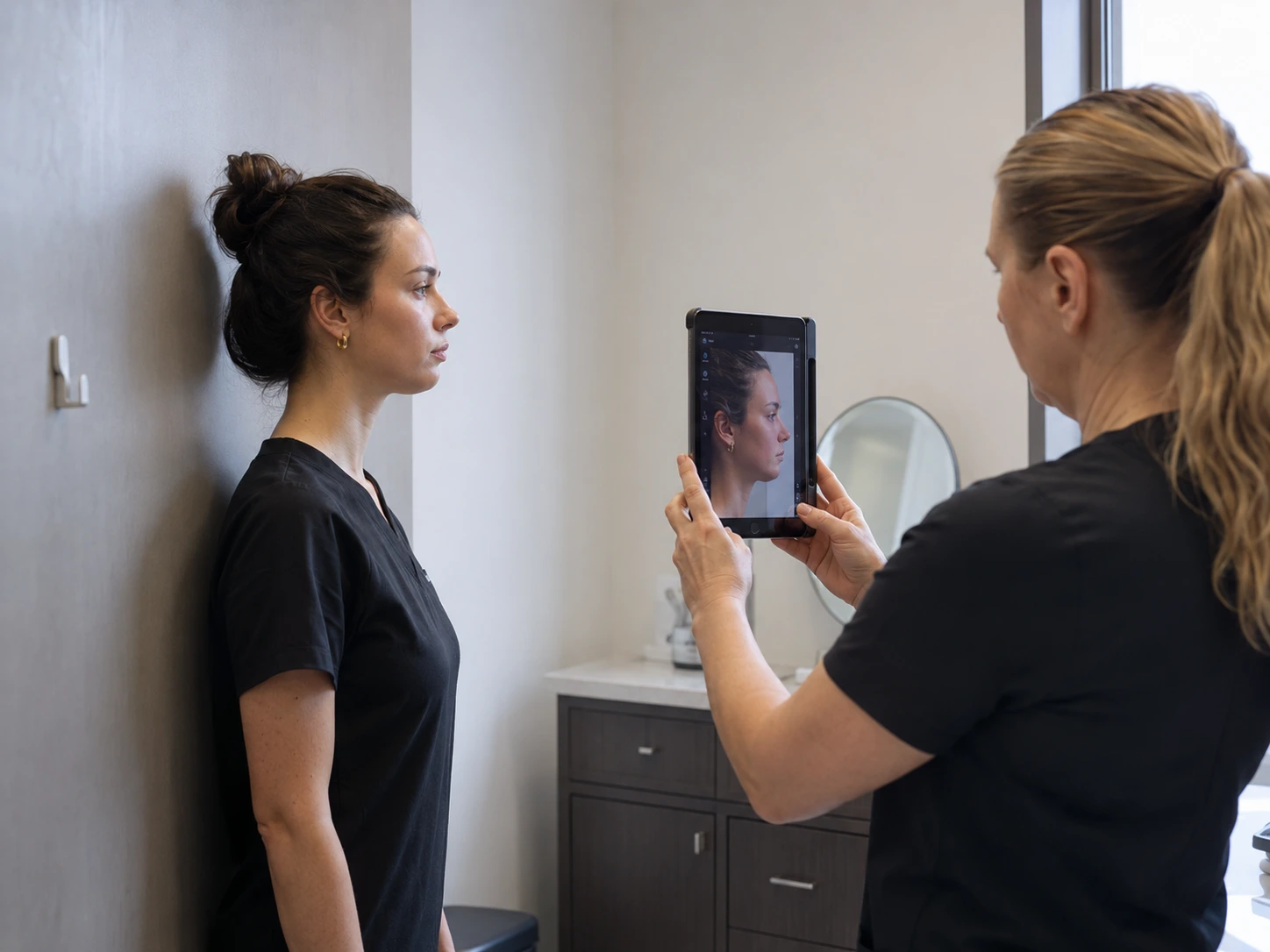 chin implant profile photography session