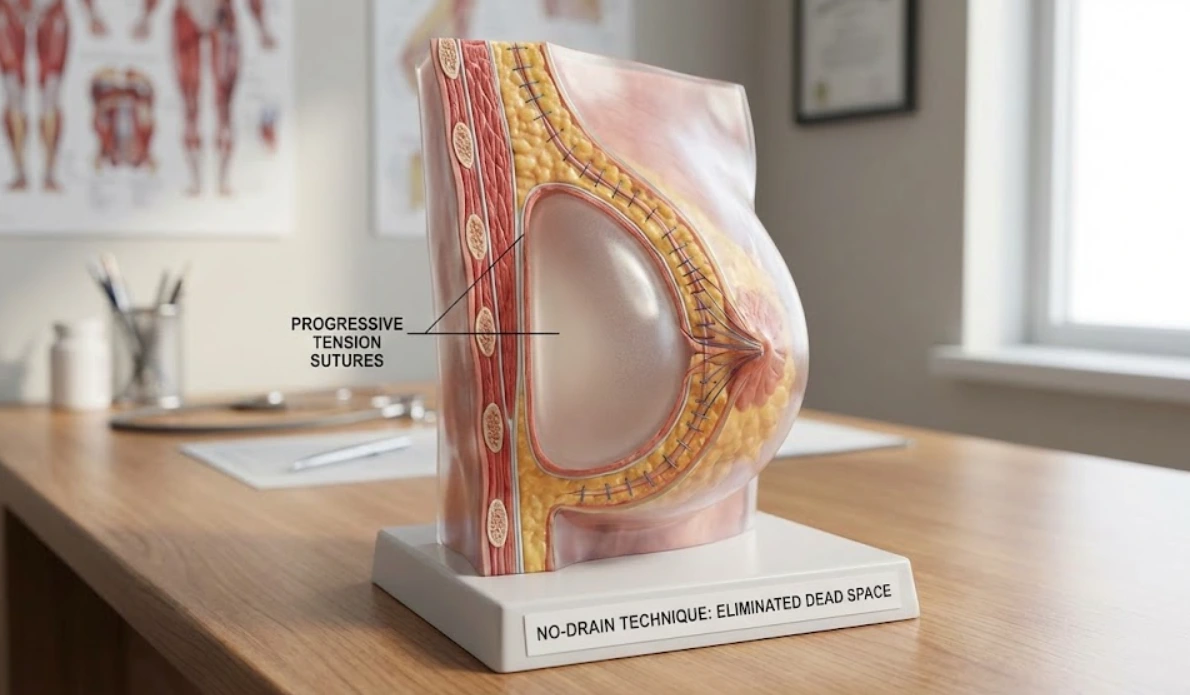 modellino anatomico interne suture tecnica senza drenaggio