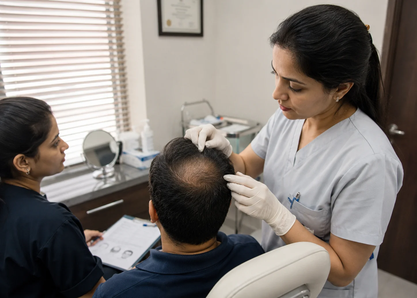 hair transplant crown area of a patient