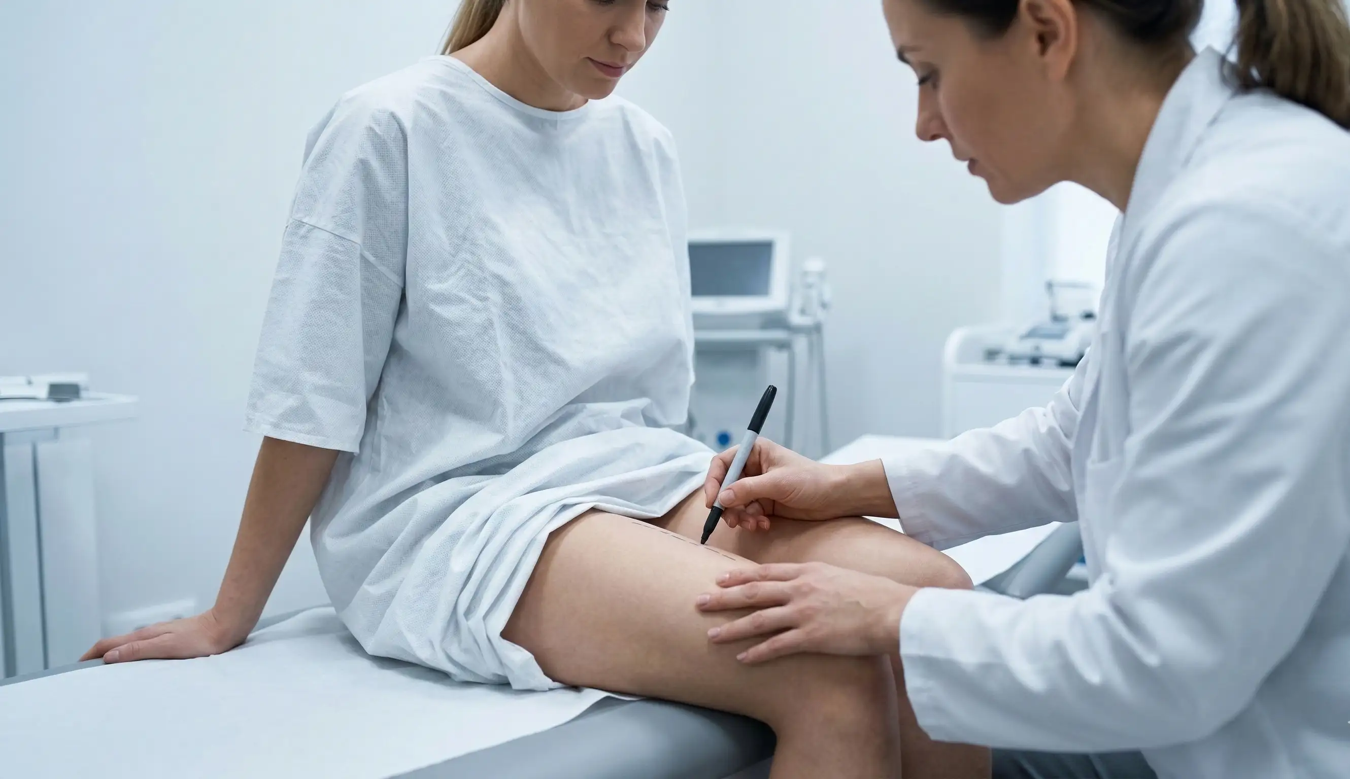 marcarea zonei de examinare clinică pentru vaginoplastie