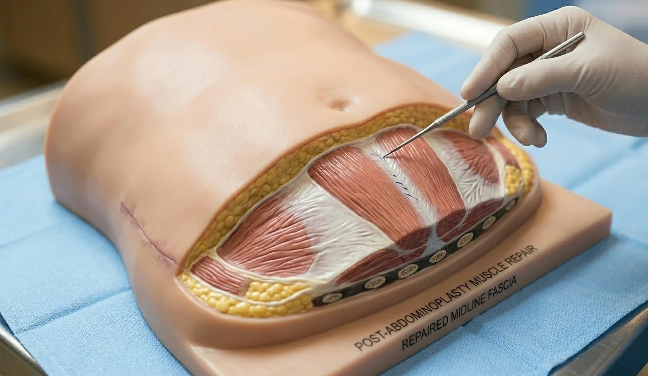 anatomical tummy tuck muscle repair diagram