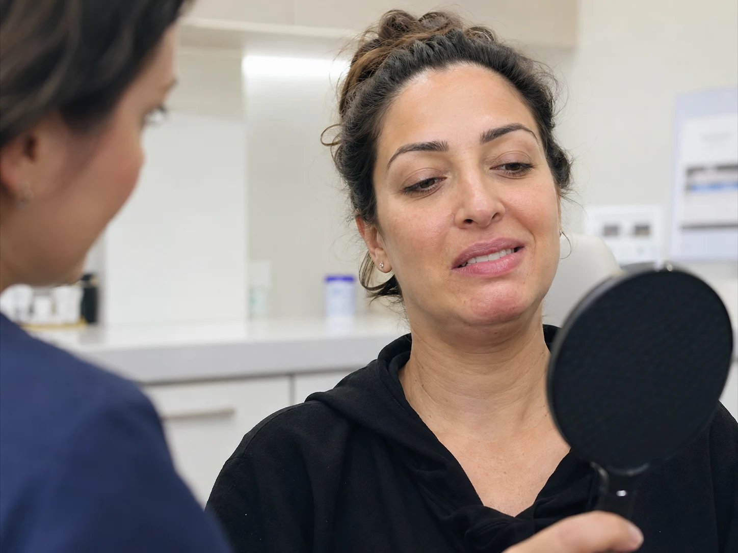 permanent crooked smile after chin liposuction