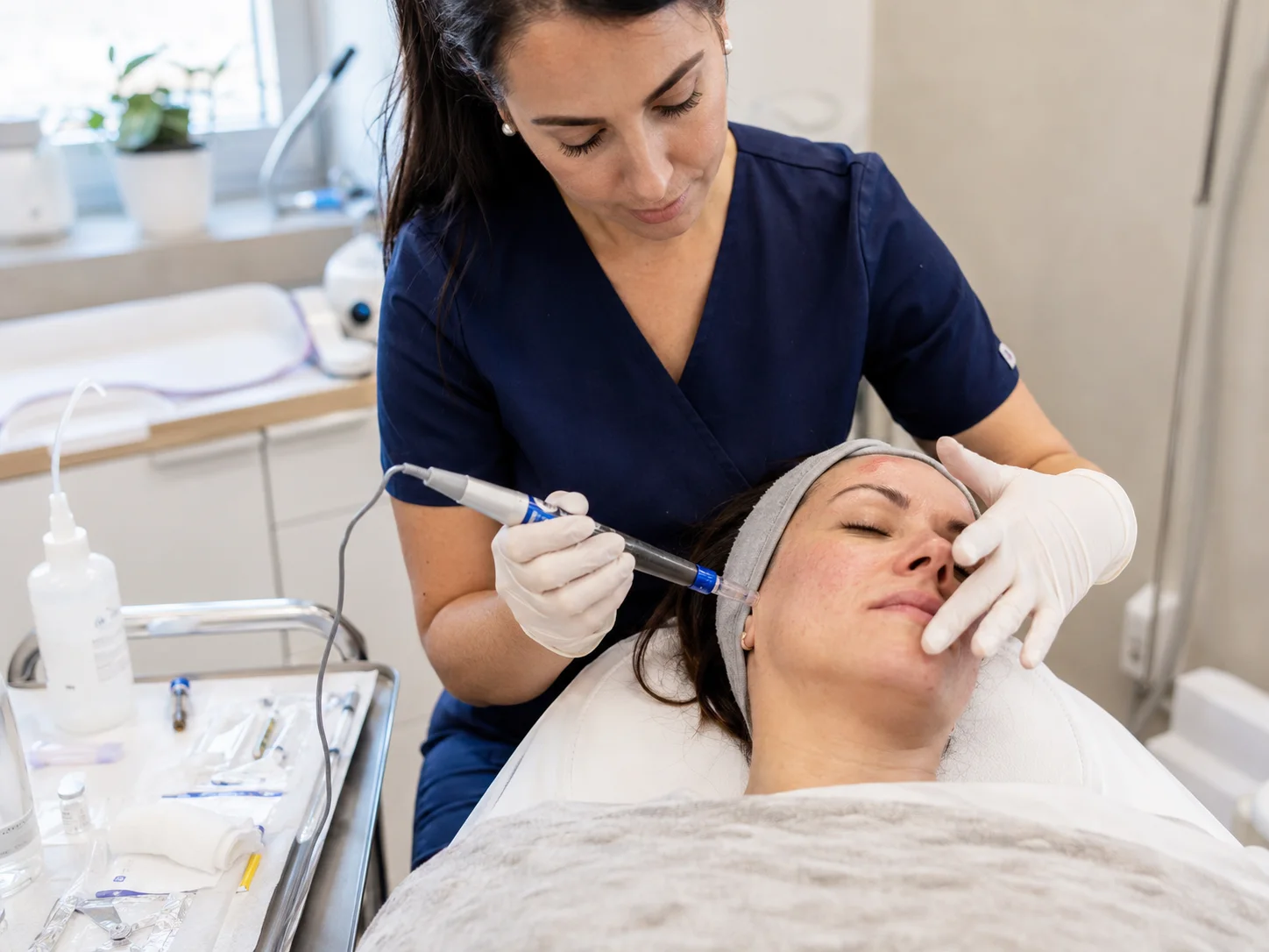 microneedling treatment session clinic
