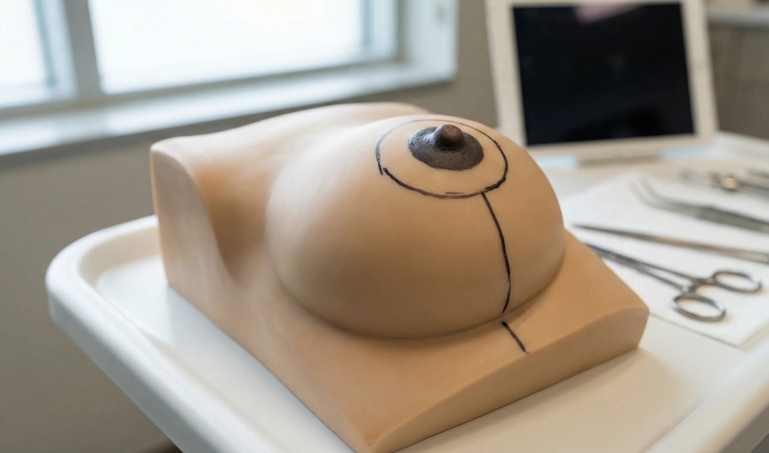 Modelo anatómico 3D patrón de incisión de mastopexia de chupa-chups