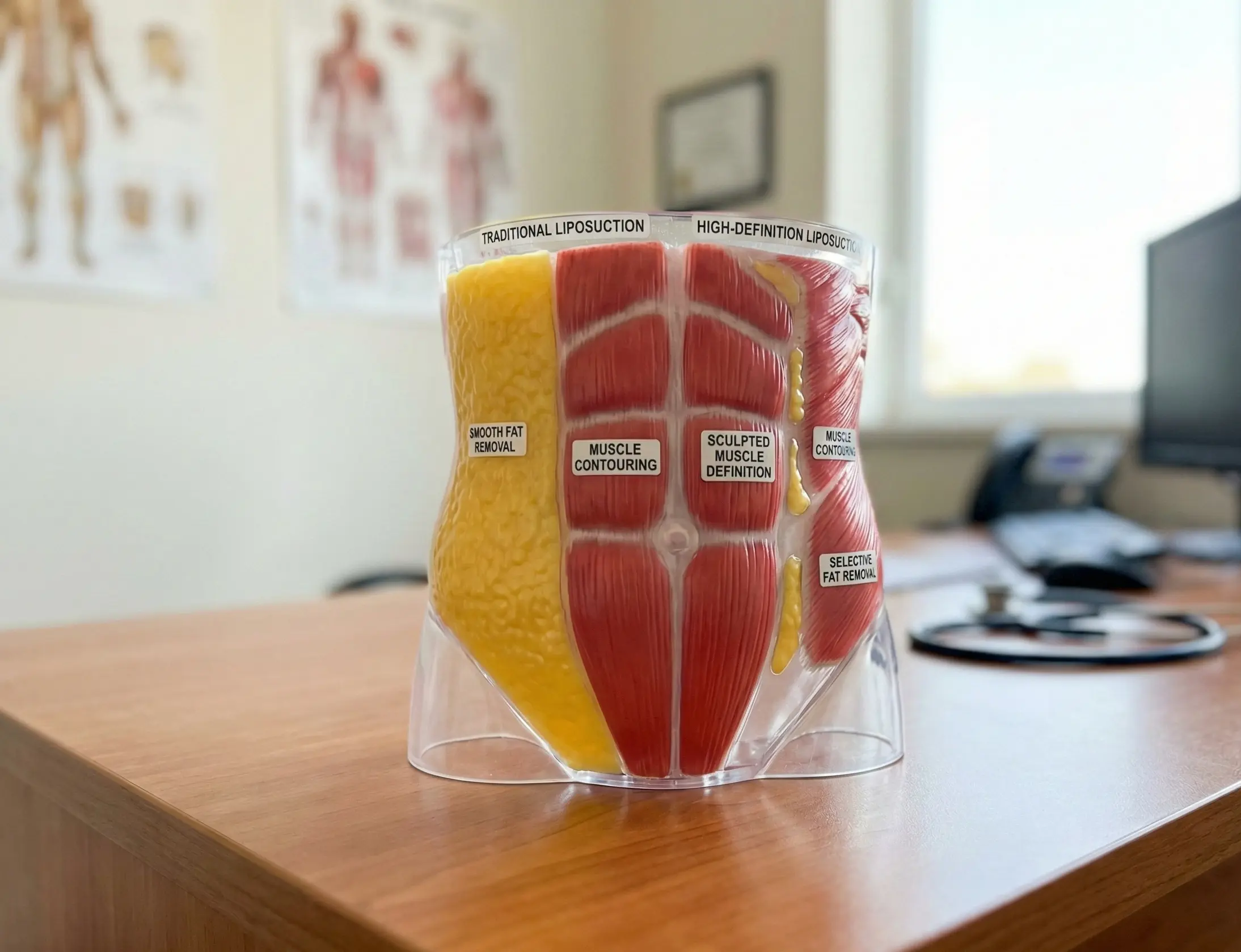 3d anatomical model liposuction muscle definition comparison