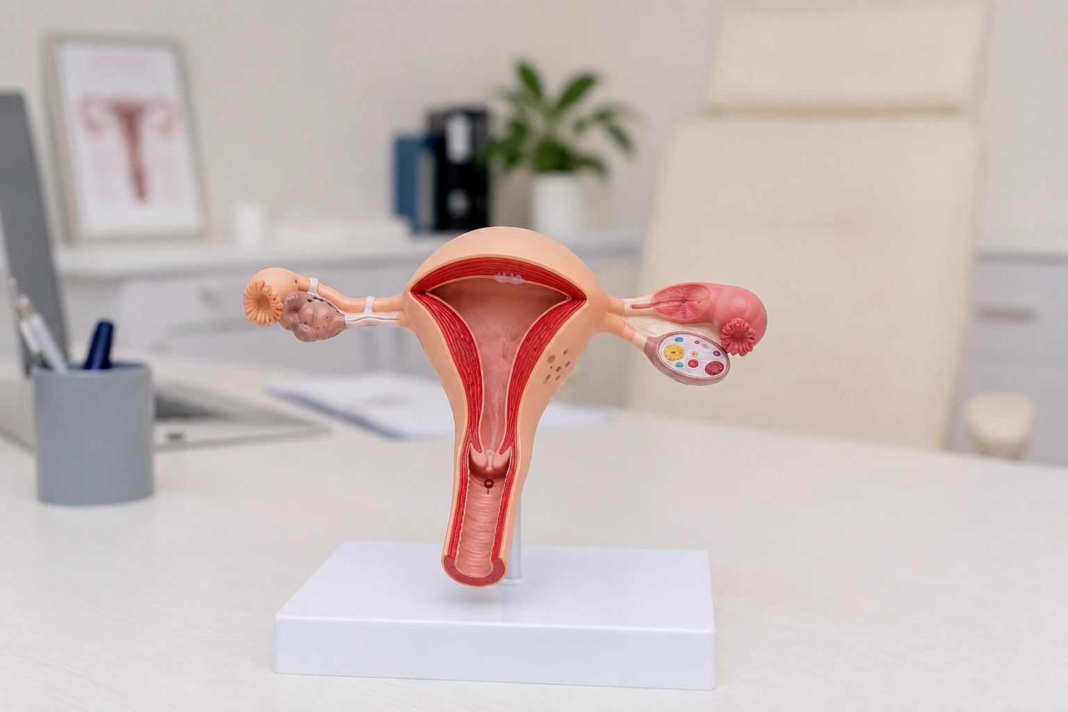 hysterectomy cervix anatomy model on table