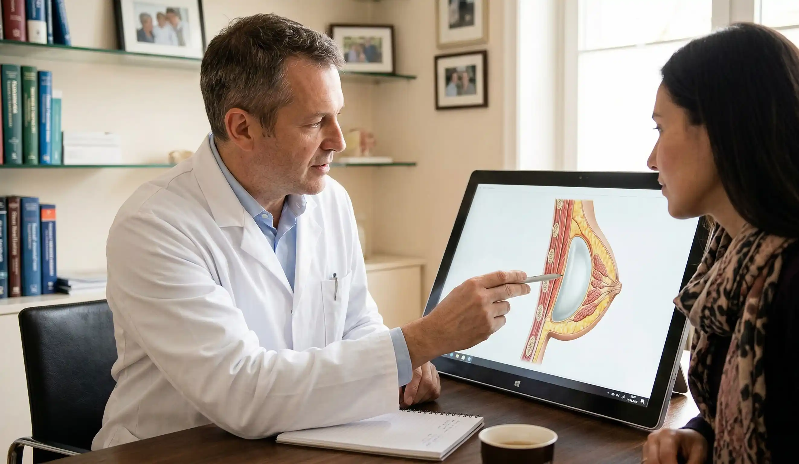 dimostrazione modello di impianto mammario anatomico