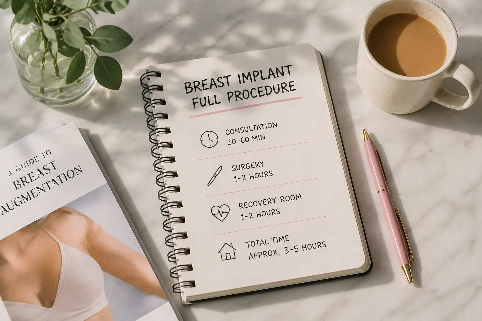 breast implant full procedure time guide flatlay