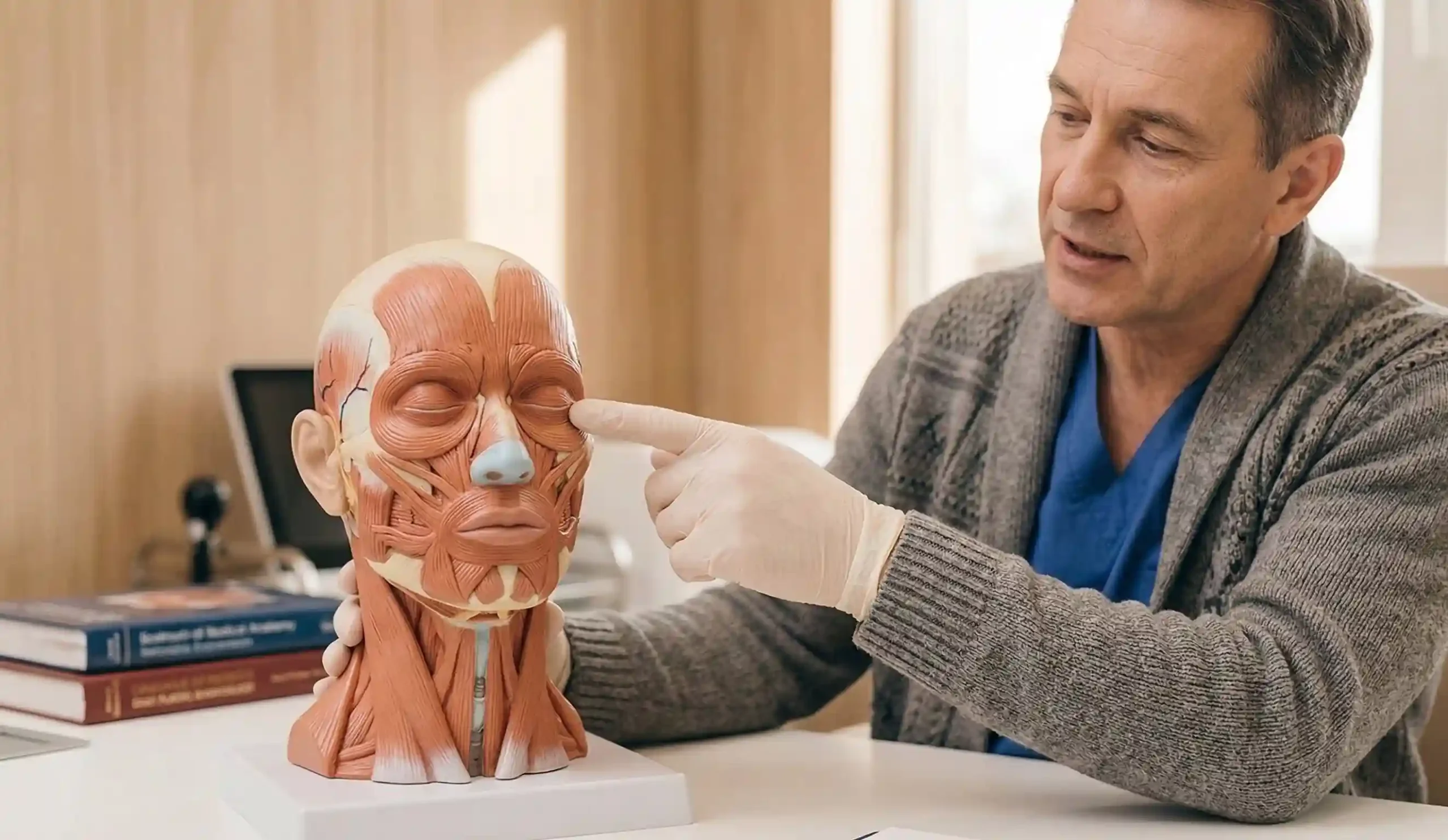anatomical face muscles lift procedure demonstration