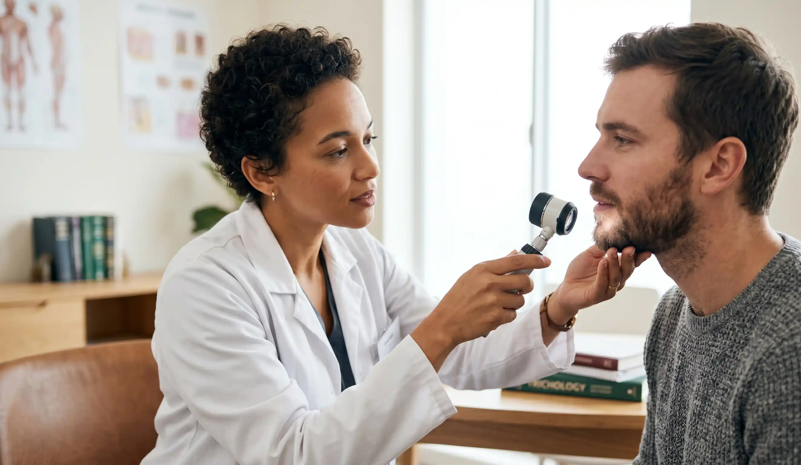 clinical beard transplant scar examination