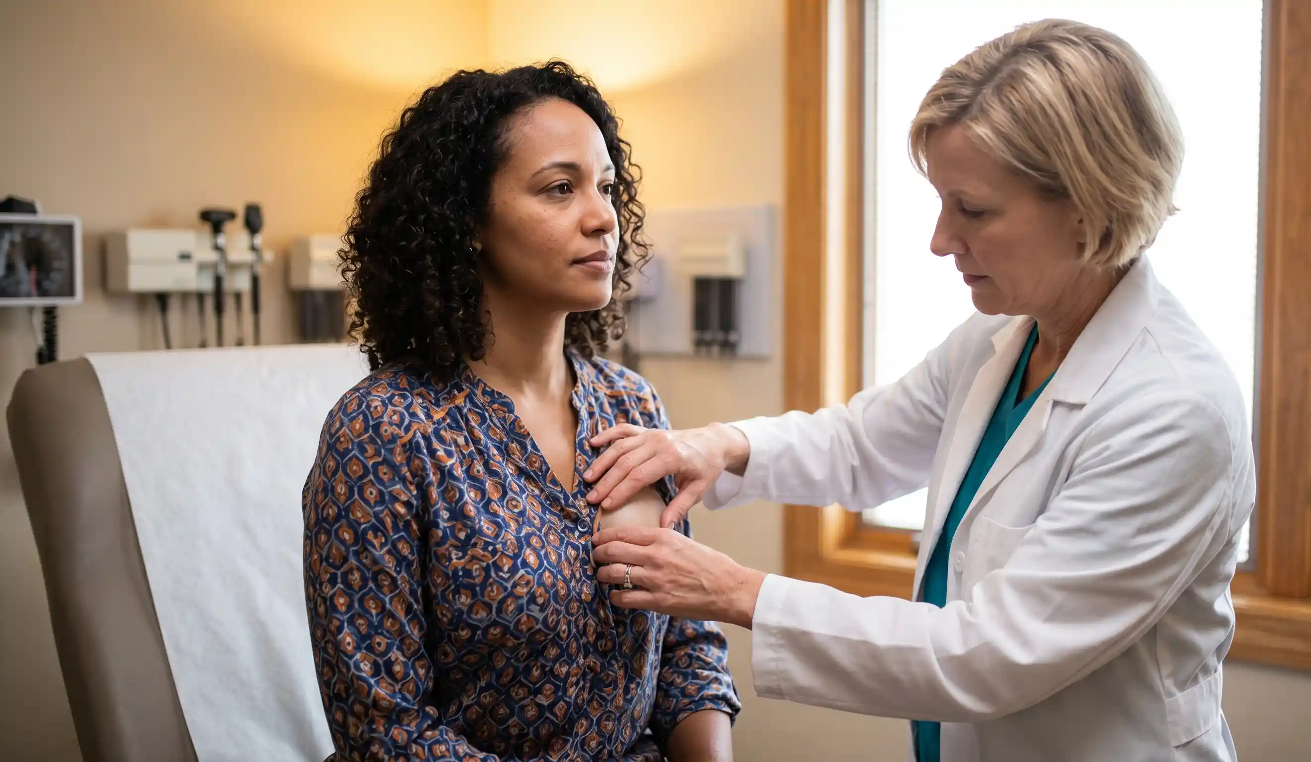 esame clinico impianto mammario medico palpazione consultazione