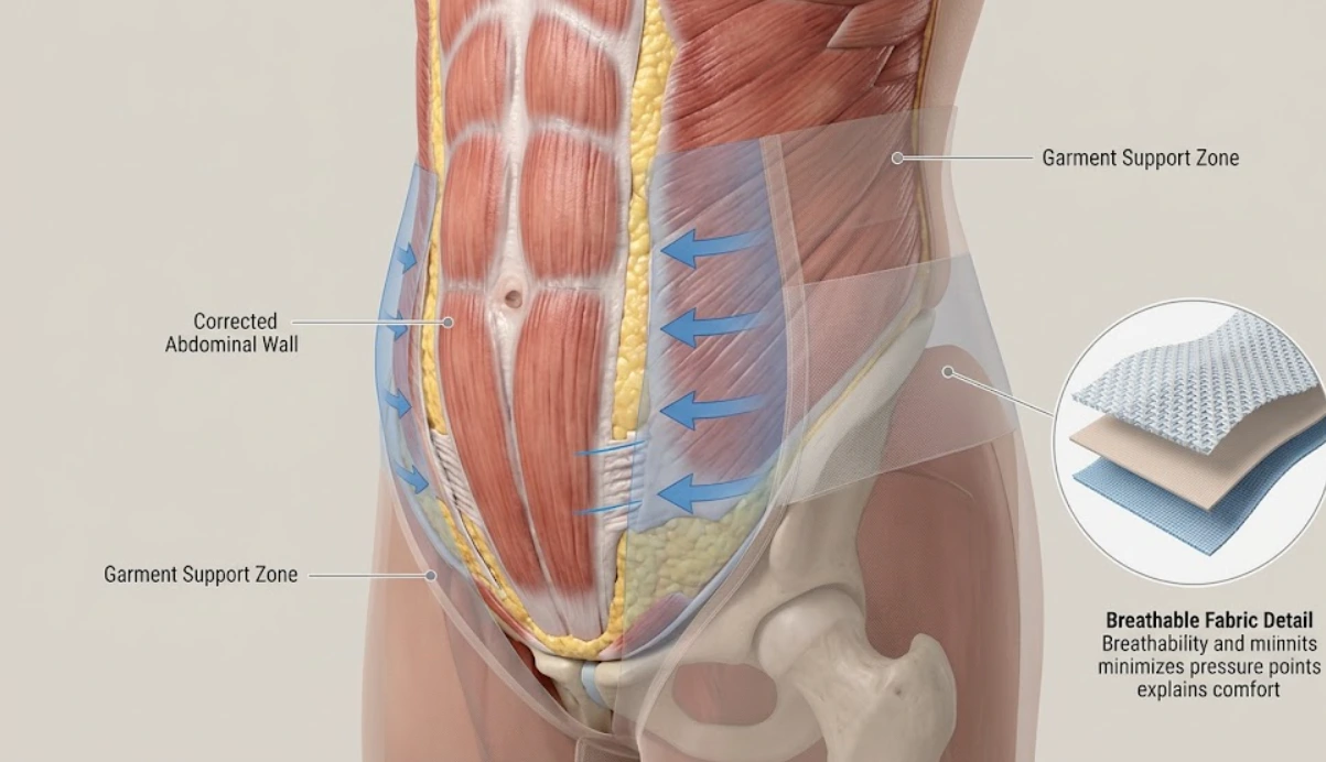 anatomical view tummy tuck garment support