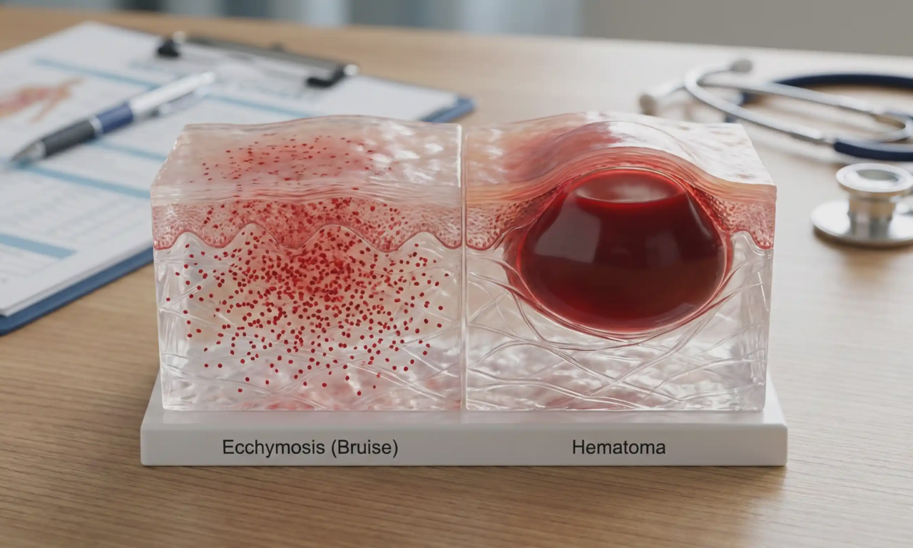 anatomical model bruise vs hematoma