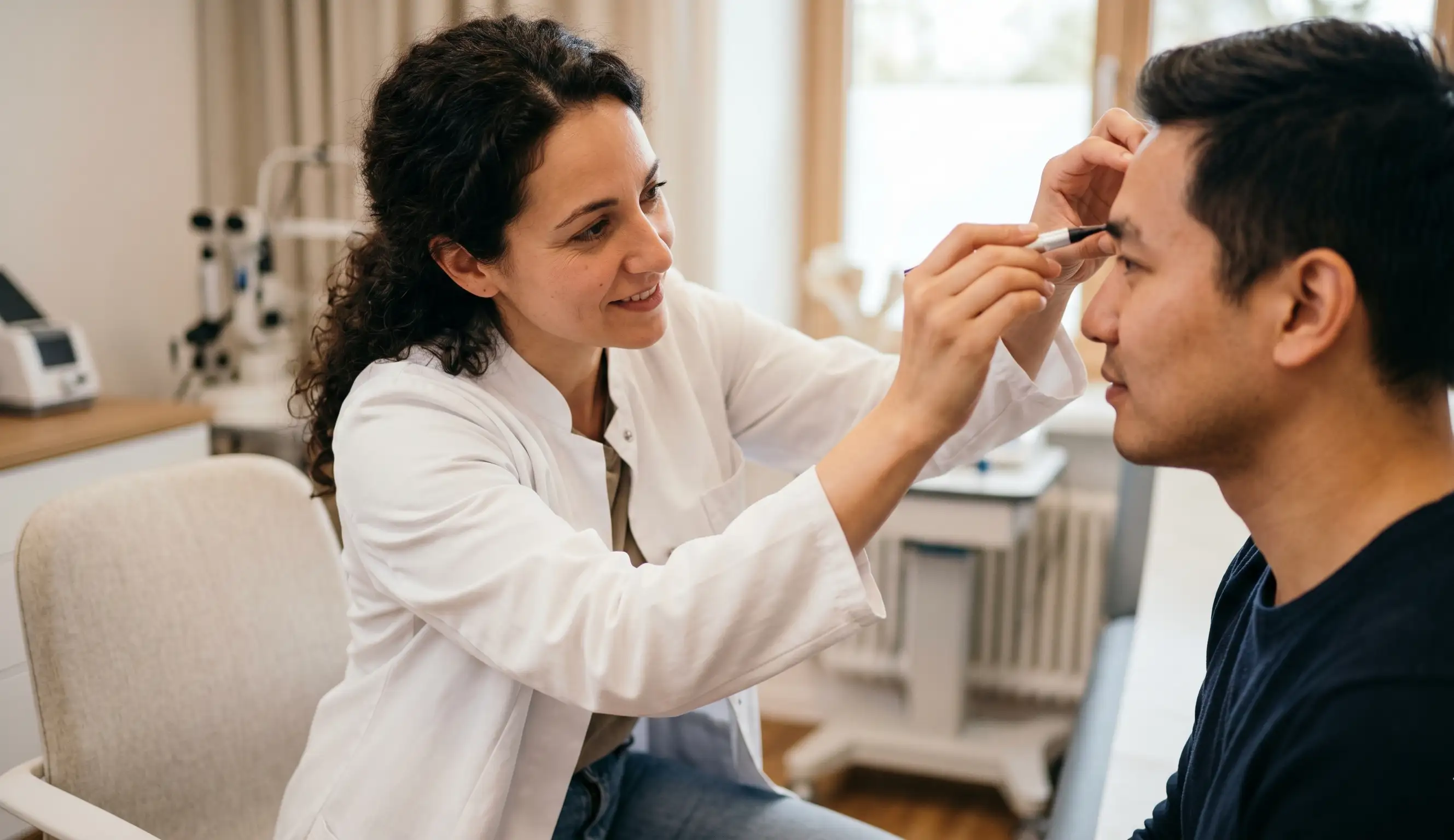 clinic examination doctor patient eyebrows
