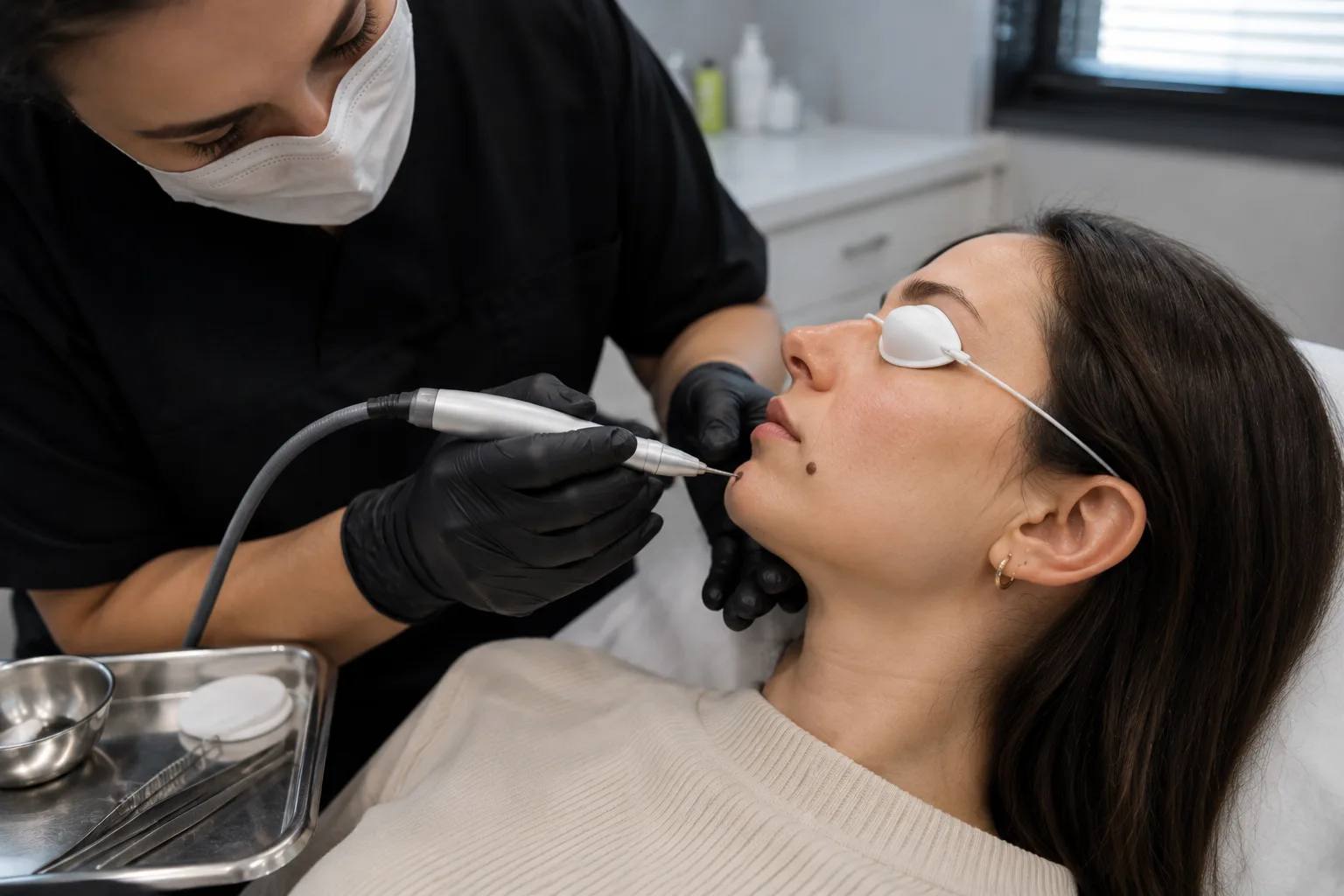 mole removal laser treatment session