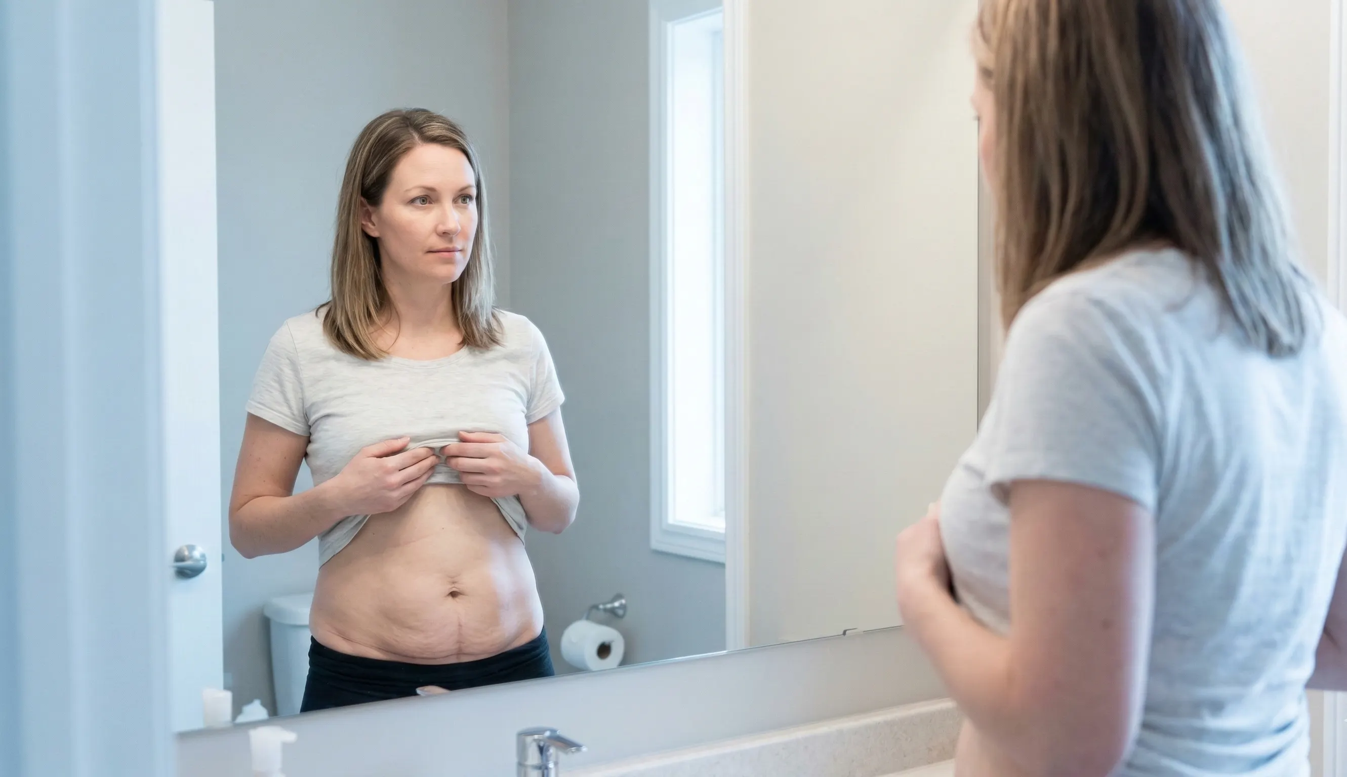 riflesso a specchio del tummy tuck dopo cesareo