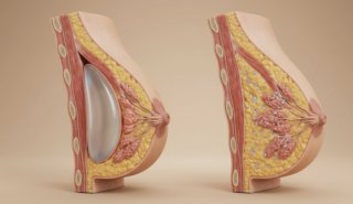 anatomical comparison breast implant and filler