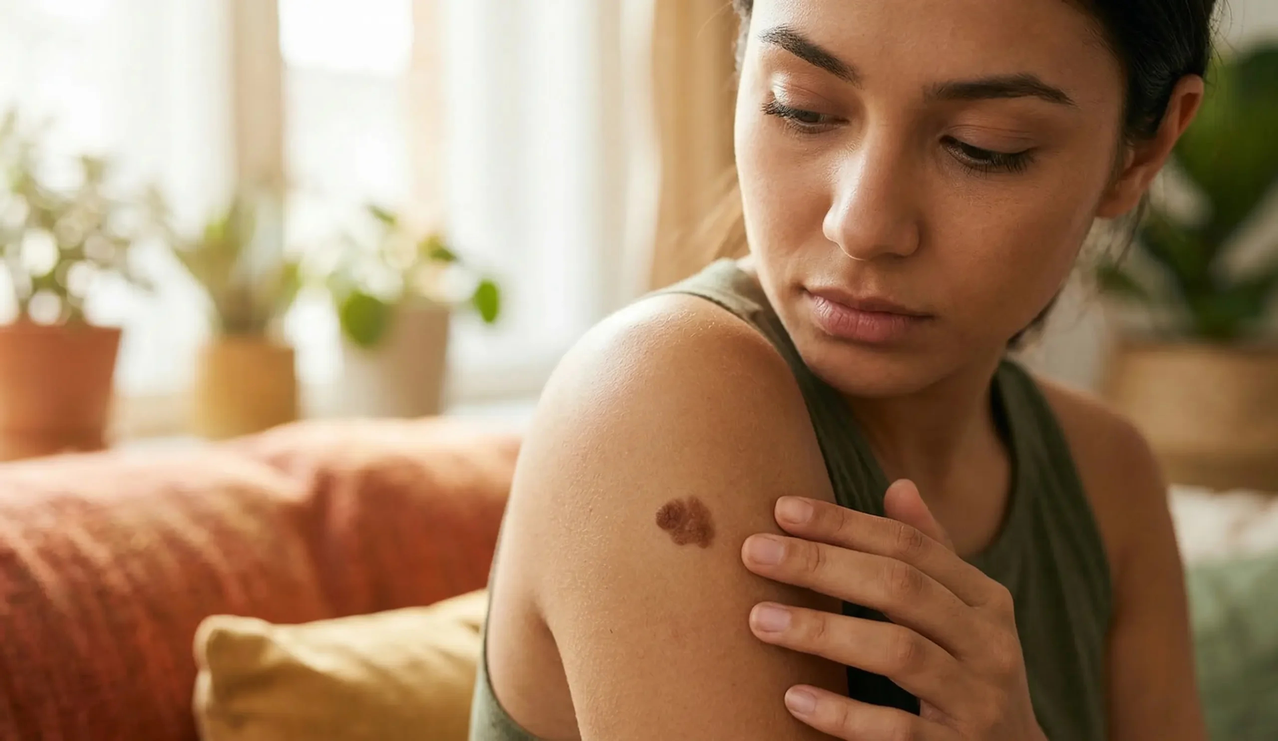 natural skin with atypical mole