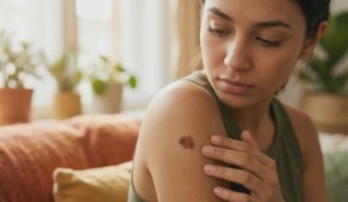 natural skin with atypical mole