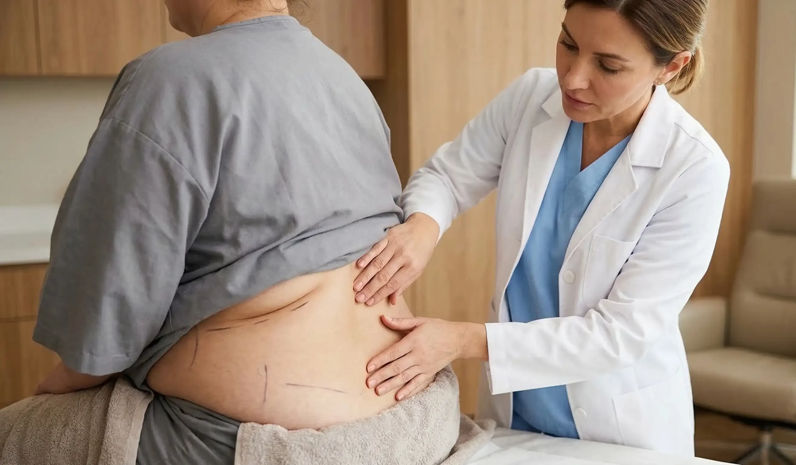 clinical 360 liposuction exam doctor patient back midsection