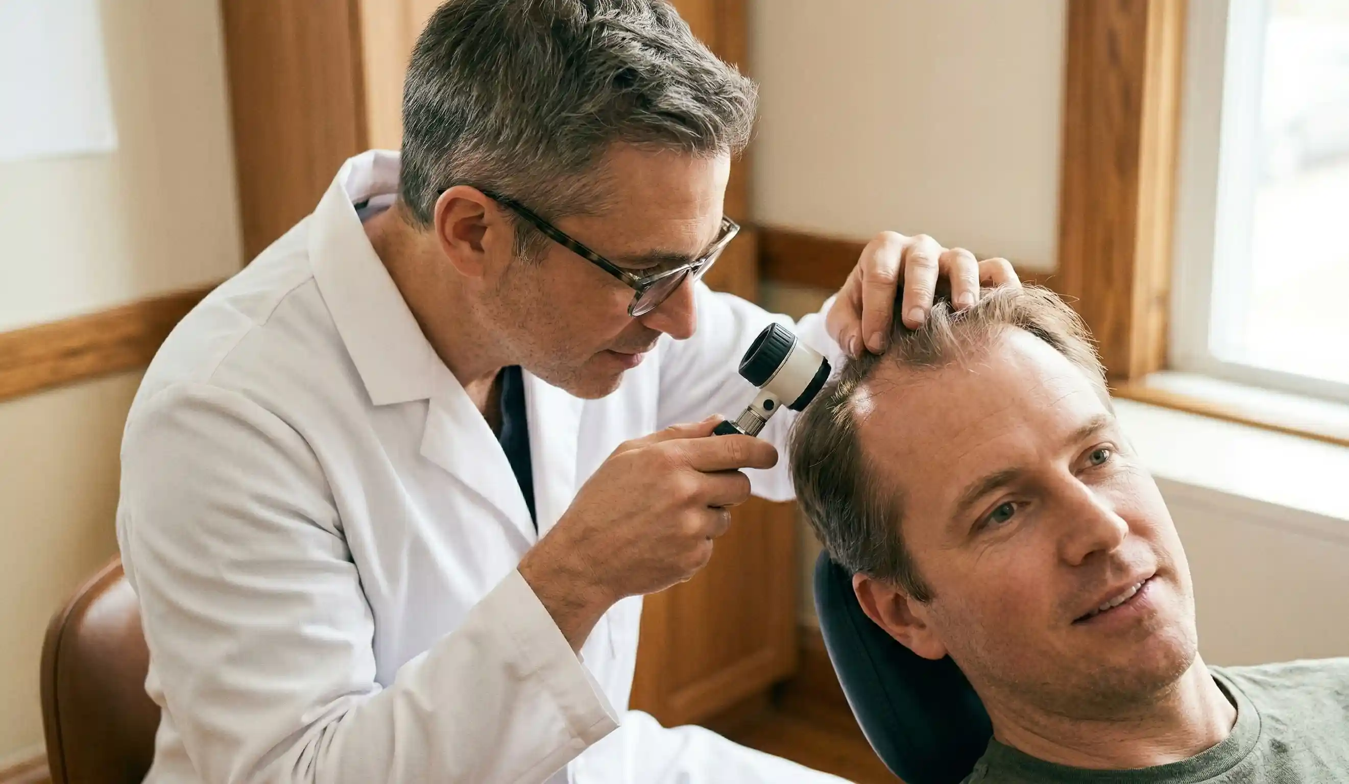 clinical scalp examination thinning hair