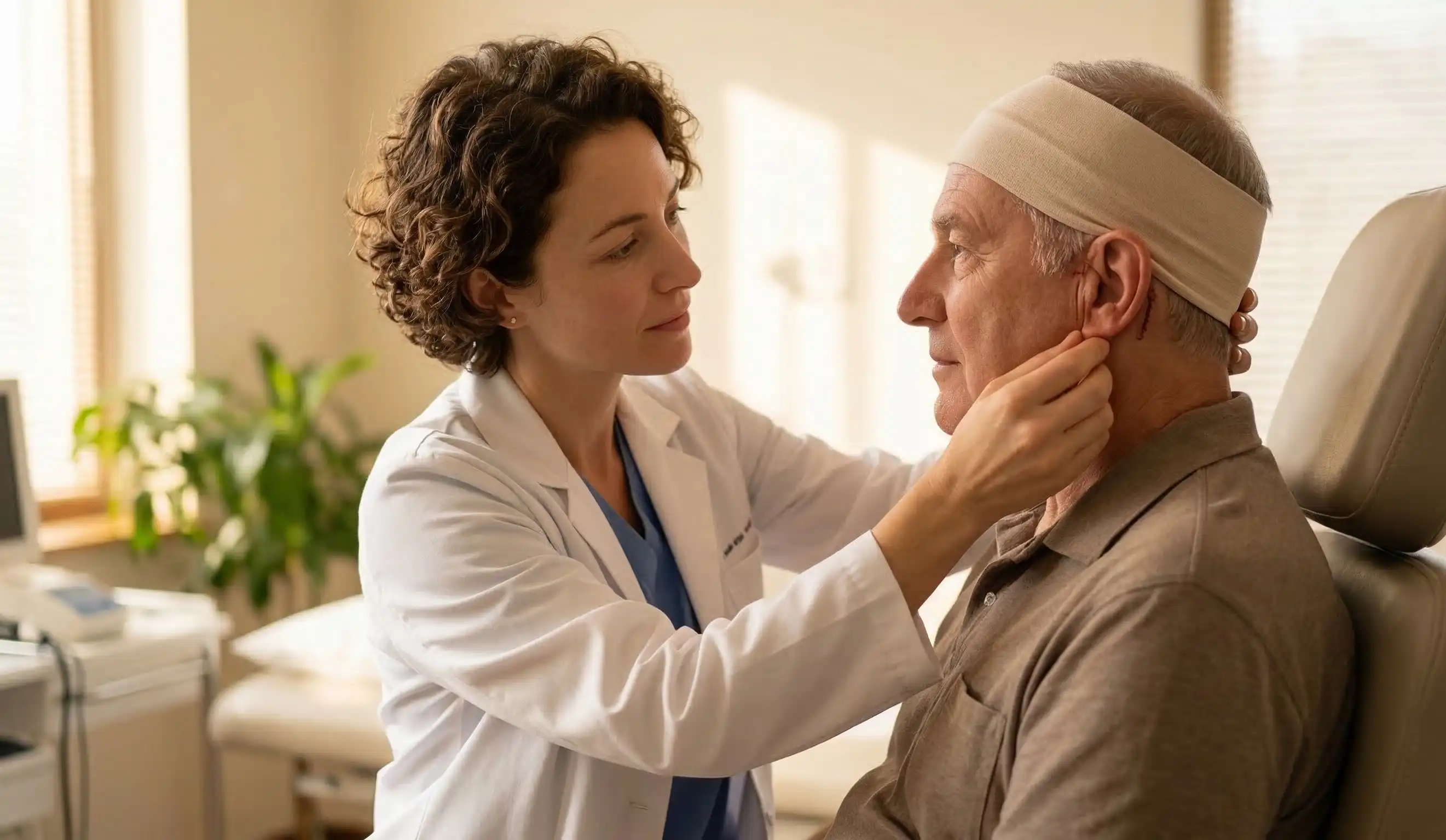 doctor examining patient ear