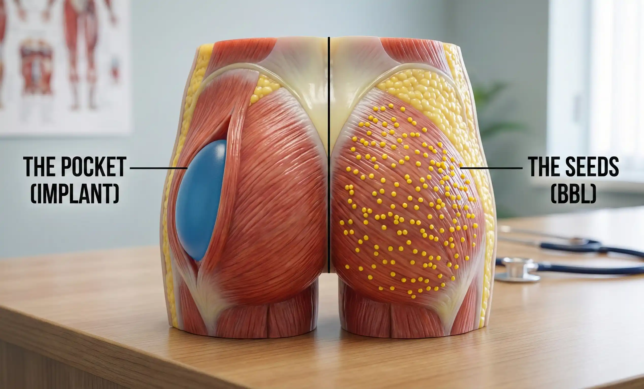 anatomical gluteal model implant pocket vs bbl seeds