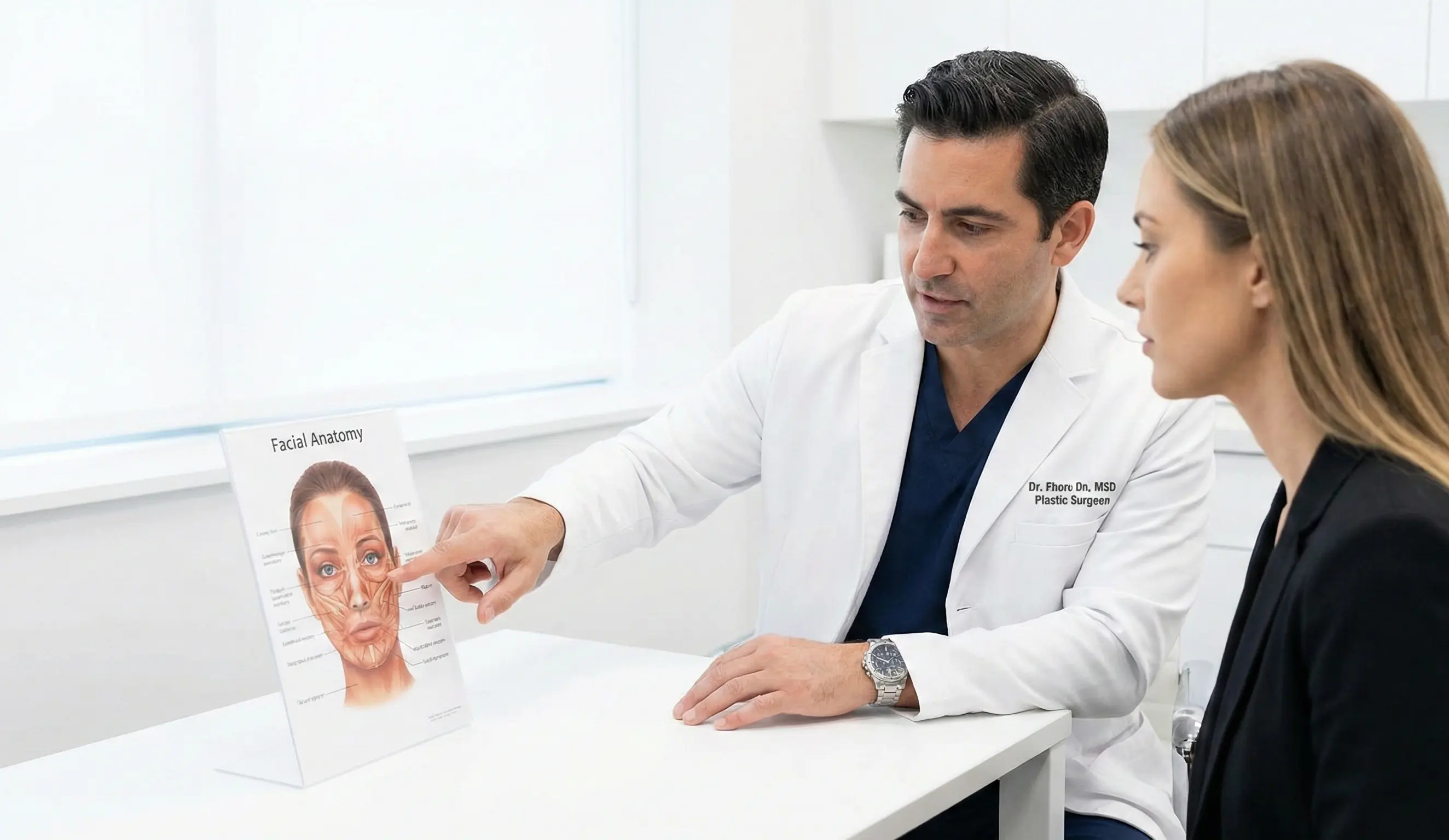 doctor explaining facial nerves patient