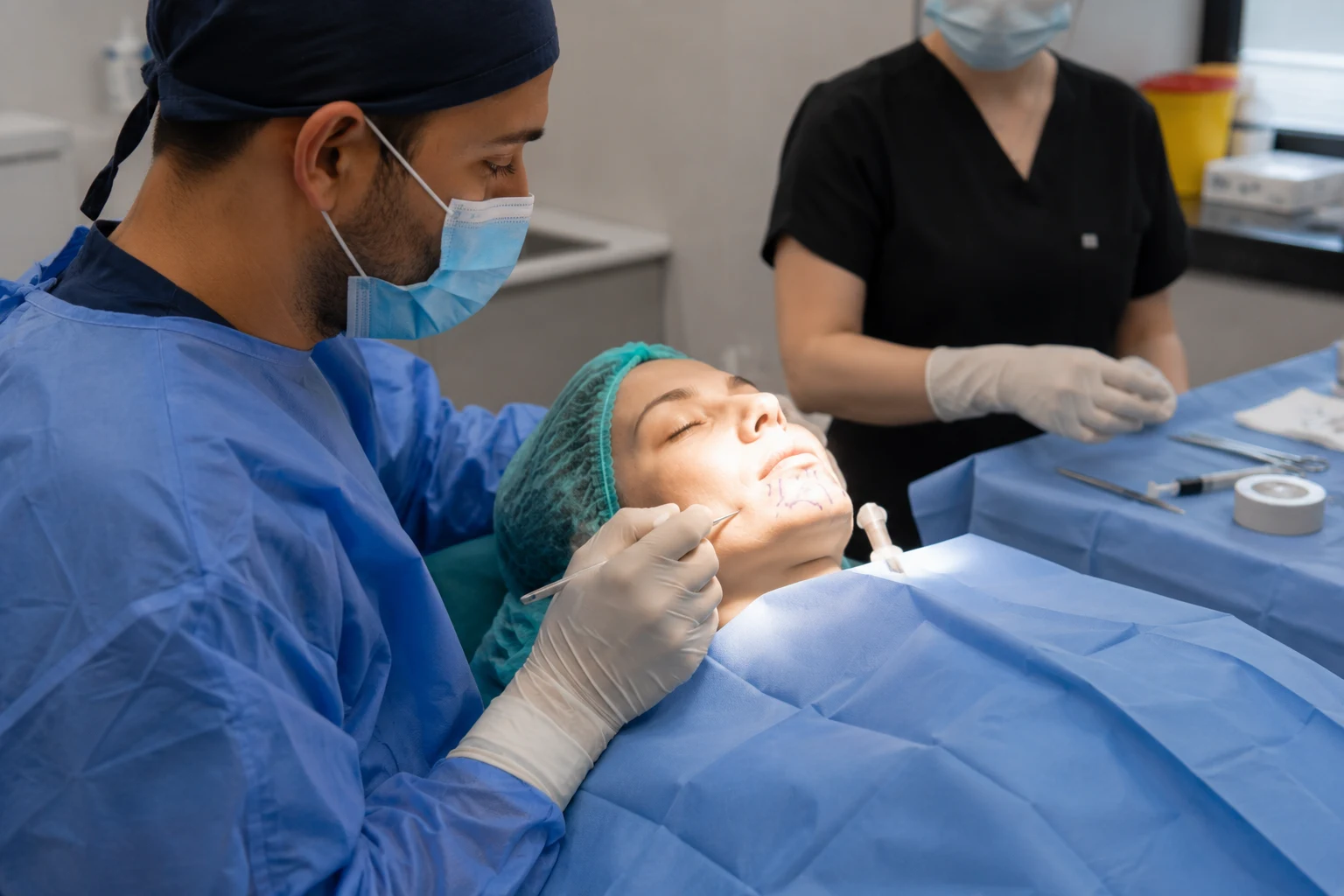 chin implant surgery day