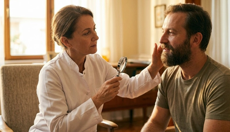beard follicle examination after transplant