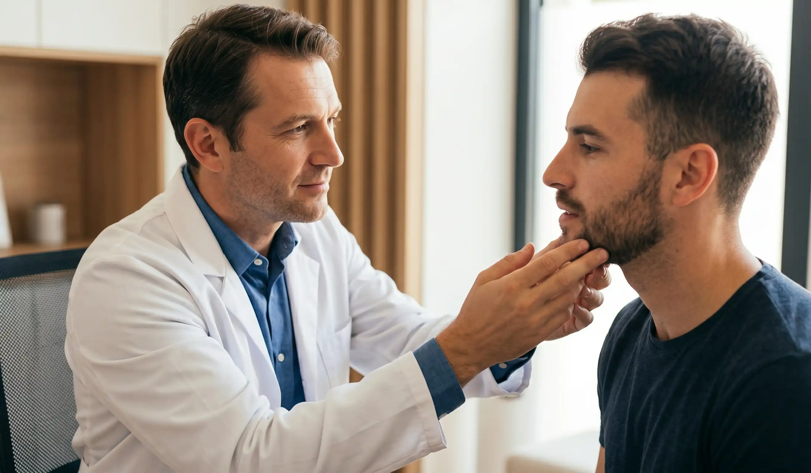 chin implant examination doctor patient