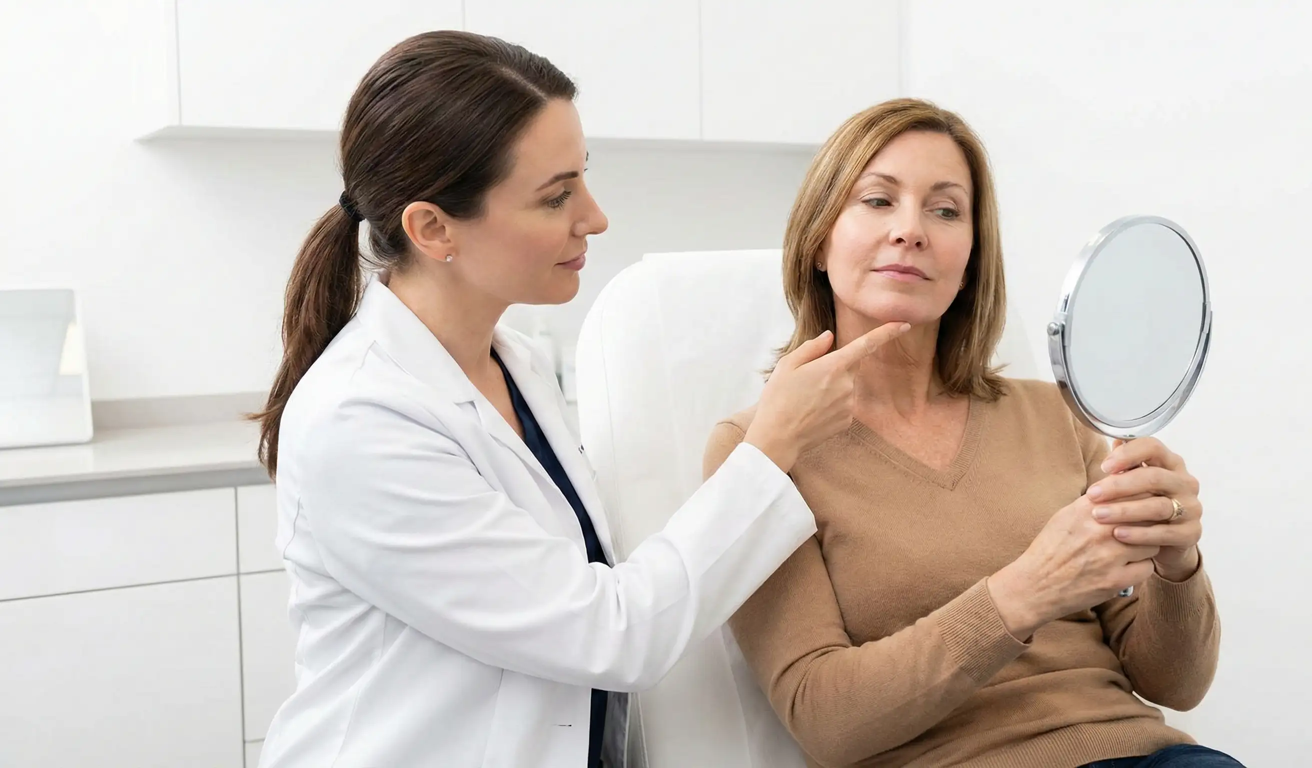 doctor patient consultation neck lift mirror