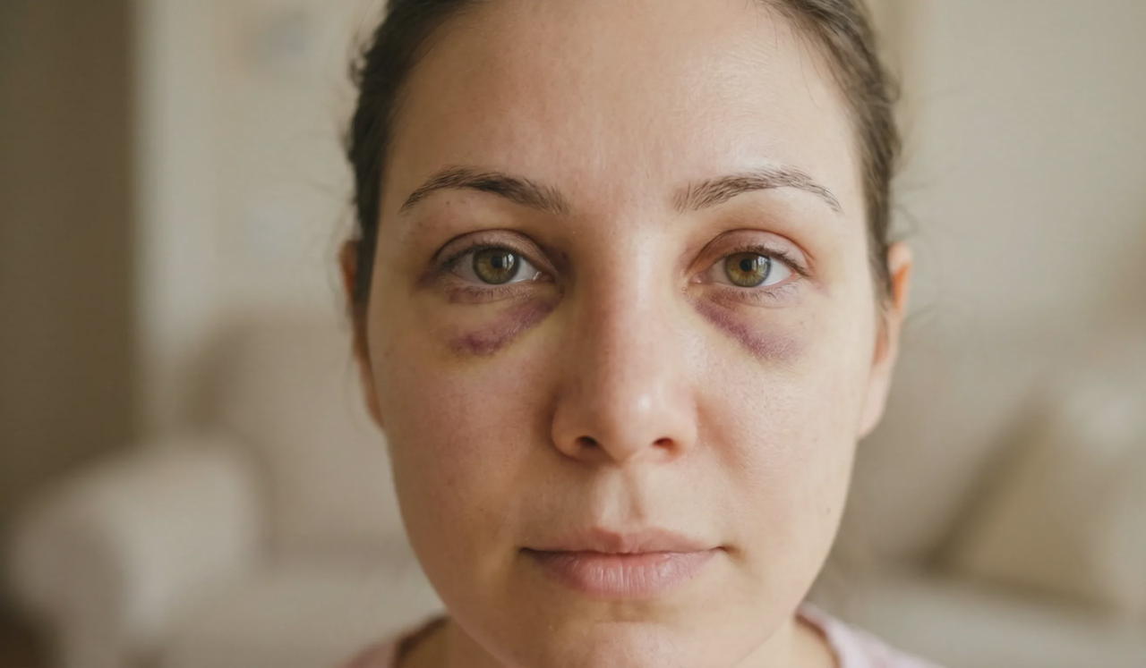 post rhinoplasty patient with bruised eyes