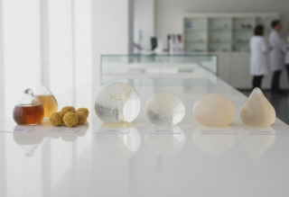 timeline style display showing the evolution of breast implant