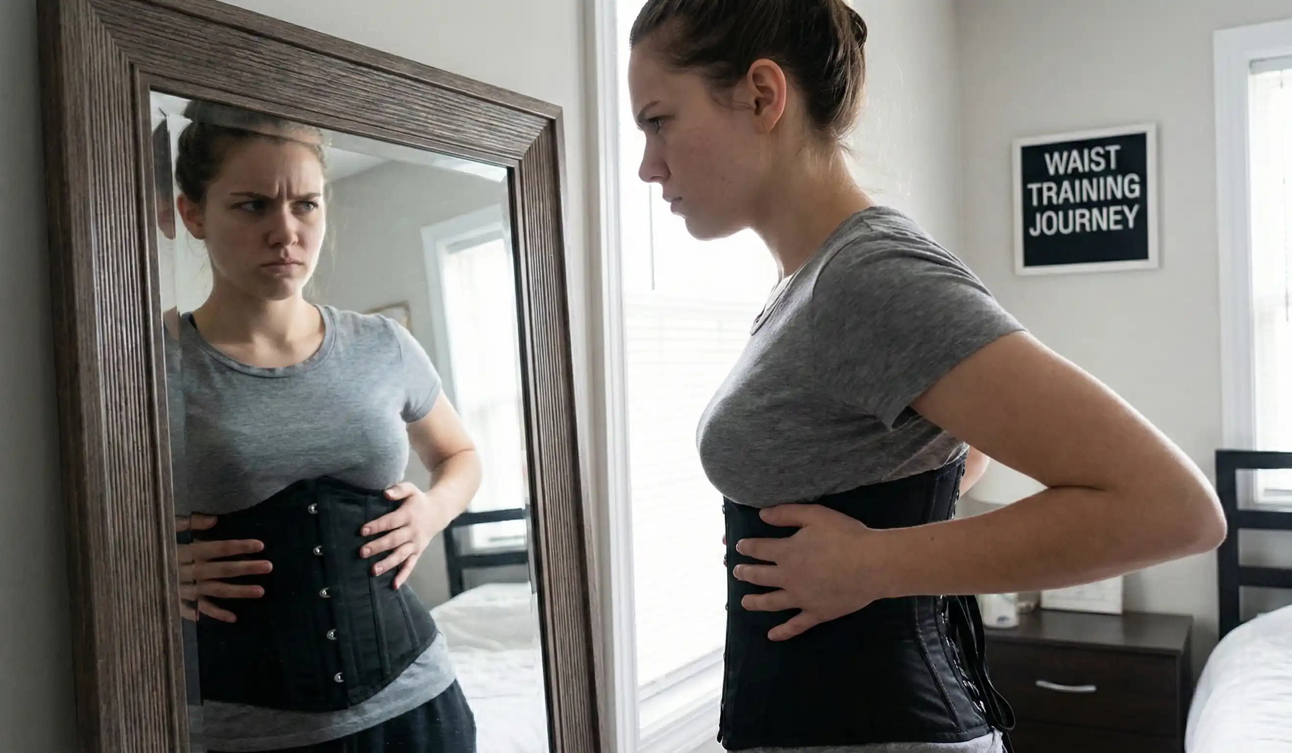 woman corset profile floating rib restriction